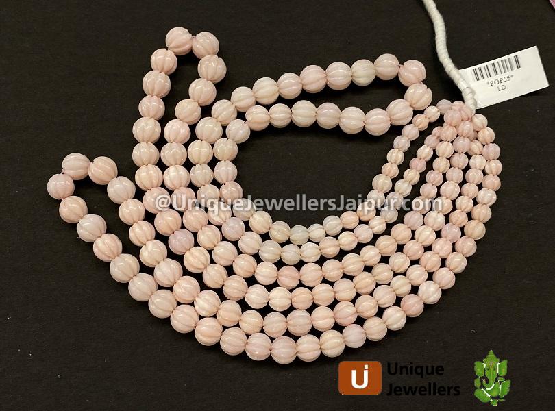 Pink Opal Carved Melon Beads